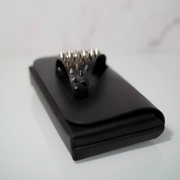 Wearable Clutch with Spike Studded detail - Italian Vachetta Leather - Picture 10 of 15